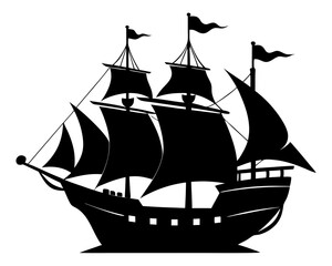 Pirate Ship Silhouette Vector Design, Pirate Ship SVG, Pirate Ship Icon