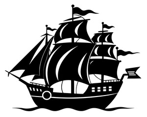 Pirate Ship Silhouette Vector Design, Pirate Ship SVG, Pirate Ship Icon