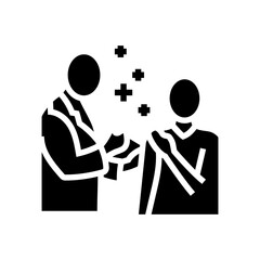 doctor giving vaccine immunization glyph icon vector illustration