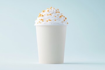 Creamy whipped topping drink in a paper cup