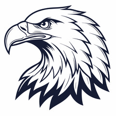 Obraz premium Majestic Eagle Head Black and White Vector Graphic Illustration