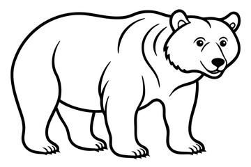 Minimalist Bear Line Art on White Background
