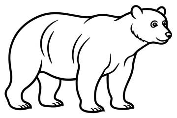 Minimalist Bear Line Art on White Background
