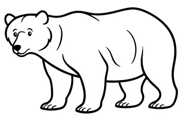 Minimalist Bear Line Art on White Background