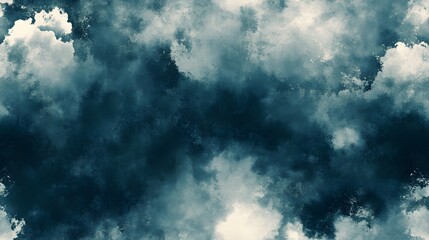 Fototapeta premium An abstract painting of textured teal and white clouds.