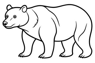 Minimalist Bear Line Art on White Background