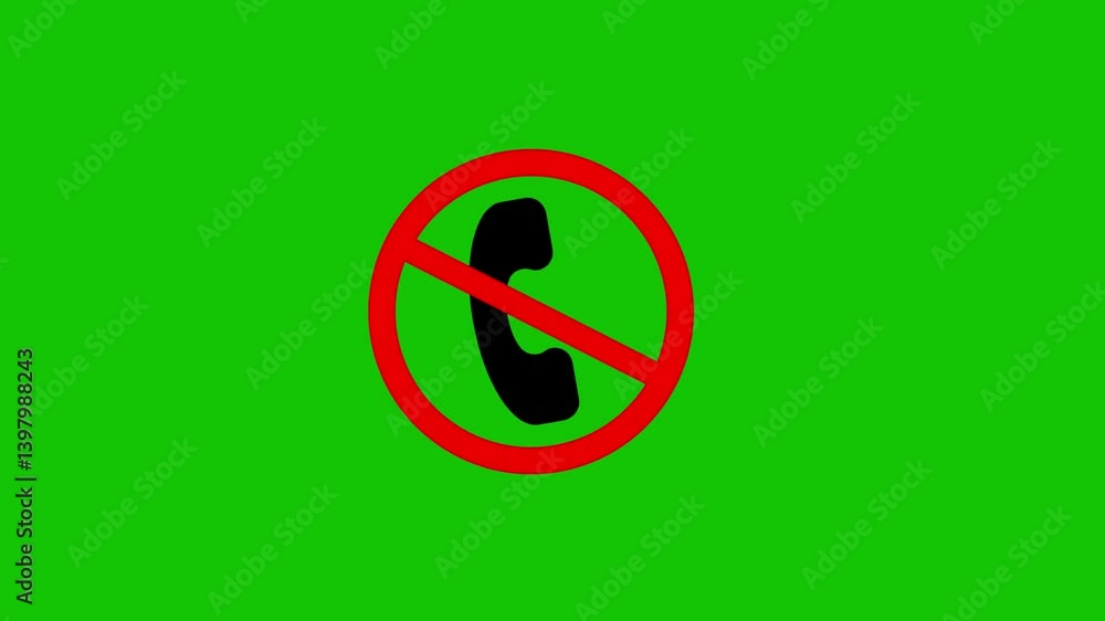 Poster phone calling alert icon isolated animation . phone not allow.