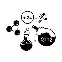 chemistry equation icon, chemistry equation silhouette vector illustration-simple silhouette illustration of chemistry equation, perfect for chemistry equation logos and icons