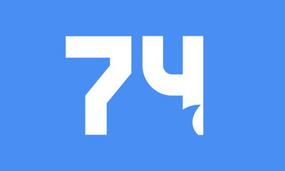 74 Shark Logo Number Simple Modern Blue.eps