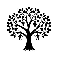 Obraz premium community tree icon, community tree silhouette vector illustration-simple silhouette illustration of community tree, perfect for community tree logos and icons