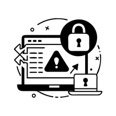 data breach alert icon, data breach alert silhouette vector illustration-simple silhouette illustration of data breach alert, perfect for data breach alert logos and icons