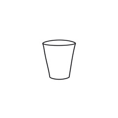 Minimalist glass outline, black on white, drinkware with copy space
