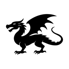 dragon icon, dragon silhouette vector illustration-simple silhouette illustration of dragon, perfect for dragon logos and icons