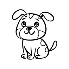 Obraz premium Happy cartoon puppy sitting against white background