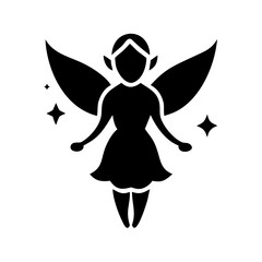 fairy icon, fairy silhouette vector illustration-simple silhouette illustration of fairy, perfect for fairy logos and icons