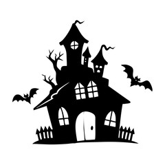 haunted house icon, haunted house silhouette vector illustration-simple silhouette illustration of haunted house, perfect for haunted house logos and icons