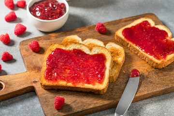 Sweet Homemade Raspberry Jam Jelly on Toast