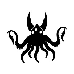 kraken icon, kraken silhouette vector illustration-simple silhouette illustration of kraken, perfect for kraken logos and icons