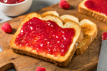 Sweet Homemade Raspberry Jam Jelly on Toast