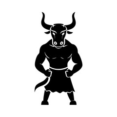 minotaur icon, minotaur silhouette vector illustration-simple silhouette illustration of minotaur, perfect for minotaur logos and icons