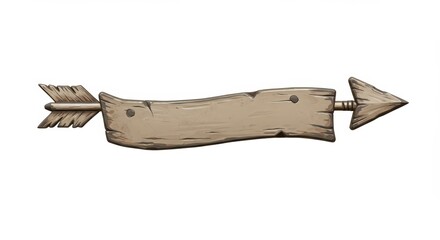 Cartoon Wooden Arrow Sign with Rustic Texture and Pointed Ends