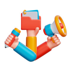 3D icon of Multitasking, symbolizing juggling multiple tasks, communication, and efficiency.