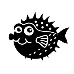 pufferfish icon, pufferfish silhouette vector illustration-simple silhouette illustration of pufferfish, perfect for pufferfish logos and icons