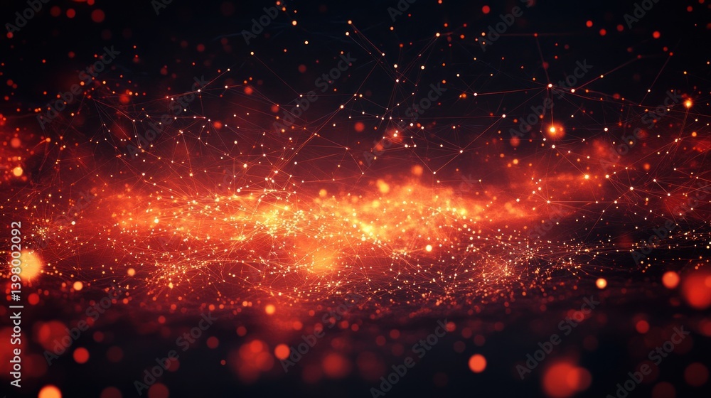 Poster dynamic network illustration featuring interconnected nodes and glowing lines suggestive of complex 