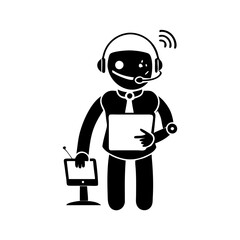 robot assistant icon, robot assistant silhouette vector illustration-simple silhouette illustration of robot assistant, perfect for robot assistant logos and icons