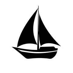 sailboat icon, sailboat silhouette vector illustration-simple silhouette illustration of sailboat, perfect for sailboat logos and icons