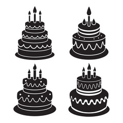 Classic Birthday Cake with Candles for Celebration Themes
