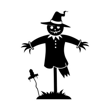 recommend clip art: scarecrow icon, scarecrow silhouette vector illustration-simple silhouette illustration of scarecrow, perfect for scarecrow logos and icons