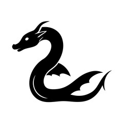sea serpent icon, sea serpent silhouette vector illustration-simple silhouette illustration of sea serpent, perfect for sea serpent logos and icons
