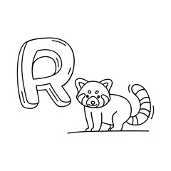 Fototapeta premium An Illustration of letter R stand for Red panda