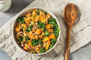 Gourmet Autumn Kale Butternut Squash Farro Salad