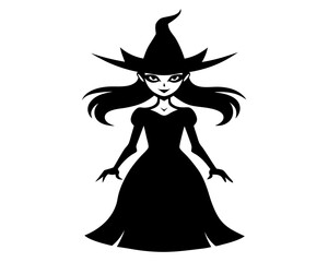Pretty Witch Silhouette Vector Design, Pretty Witch SVG, Witch Icon