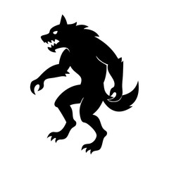 werewolf icon, werewolf silhouette vector illustration-simple silhouette illustration of werewolf, perfect for werewolf logos and icons