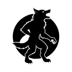 werewolf icon, werewolf silhouette vector illustration-simple silhouette illustration of werewolf, perfect for werewolf logos and icons