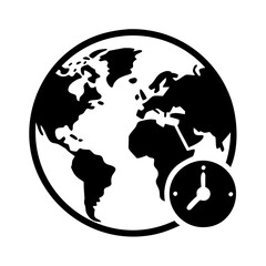 world clock icon, world clock silhouette vector illustration-simple silhouette illustration of world clock, perfect for world clock logos and icons
