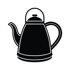 Black And White Silhouette Of A Traditional Kettle For Hot Water