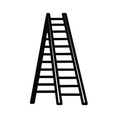 Simple Ladder Illustration Black And White Access Equipment Isolated Design Element