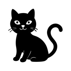 black cat icon, black cat silhouette vector illustration-simple silhouette illustration of black cat, perfect for black cat logos and icons