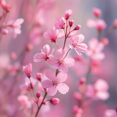 Obraz premium Cherry blossoms bloom in spring in a vibrant garden