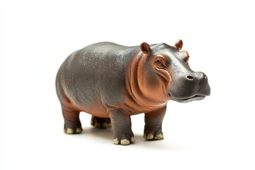 Fototapeta premium Hippopotamus toy isolated white background studio shot, educational
