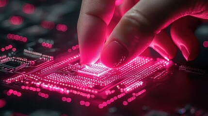 Pink illuminated Circuit Board with Finger Touch