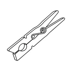 Minimalist Line Art Illustration Of A Wooden Clothespin Or Peg Laundry Clip