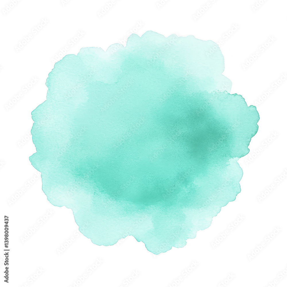 Poster soft, abstract watercolor splash in shades of light teal creates calming and artistic effect. textur