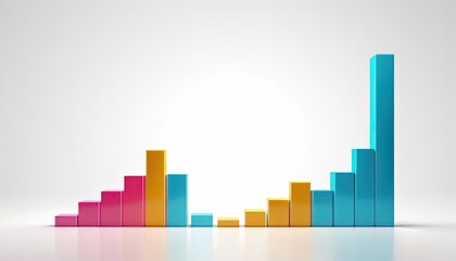 Fototapeta premium Three Colorful Bar Graphs: Three colorful bar graphs on a bright, minimalist backdrop showcase a data visualization concept for any business presentation. They can visually communicate data, trends.