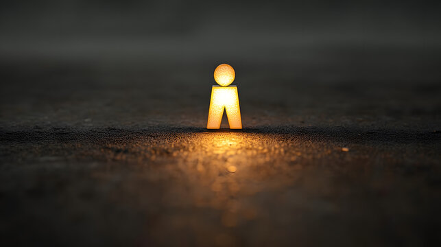 Reflective International Day of the Disappeared background featuring a glowing missing person symbol surrounded by soft, somber light against a respectful, subdued backdrop