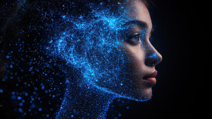 Fototapeta premium Innovative AI 2.0 digital twin concept showcasing connectivity between human and artificial intelligence